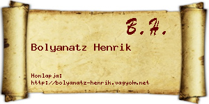 Bolyanatz Henrik névjegykártya